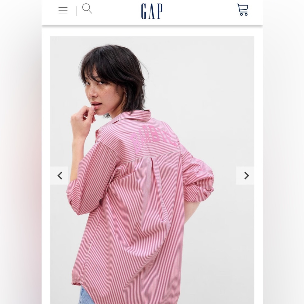 Gap × Barbie™ Adult 100% Organic Cotton Stripe Big Shirt NWT